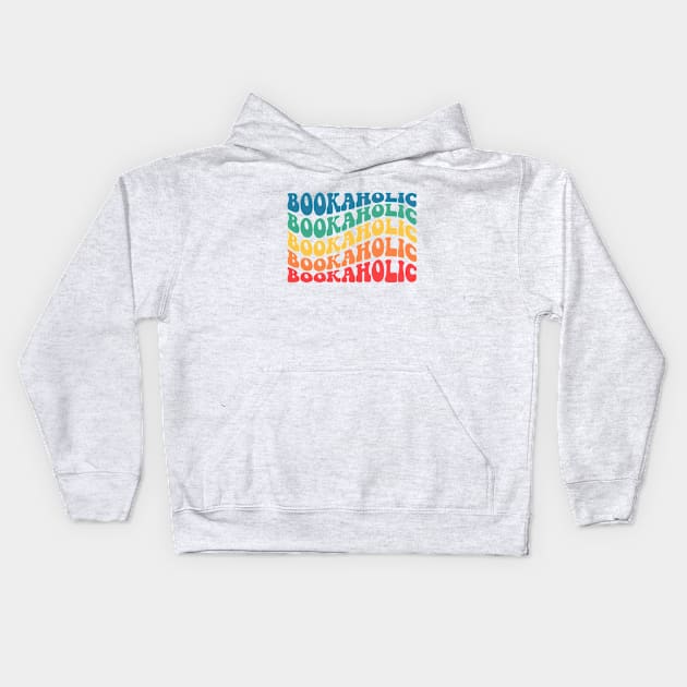 Bookaholic Groovy Wavy text Kids Hoodie by LemonBox